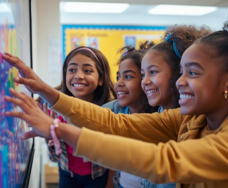 show black kids interacting with smartboards (3)
